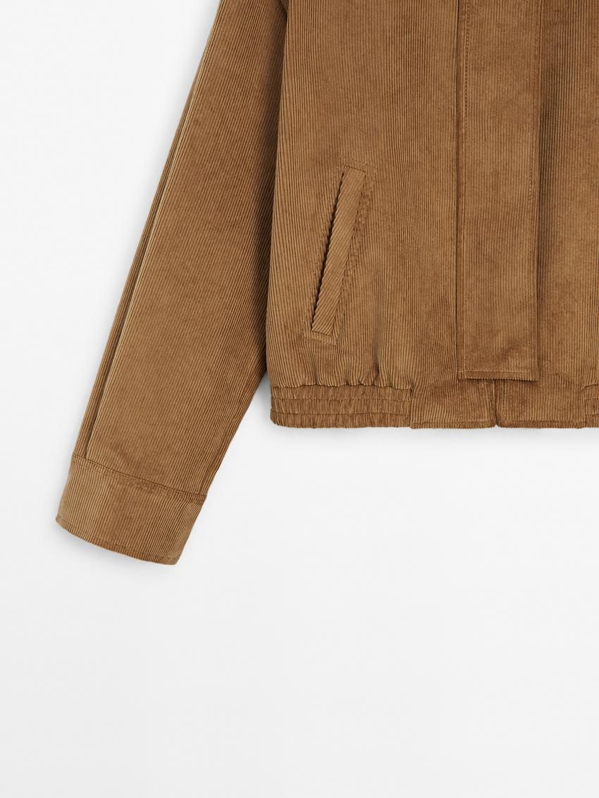 Massimo Dutti Cotton Corduroy Women Bomber Jacket Brown | US-FV0651824