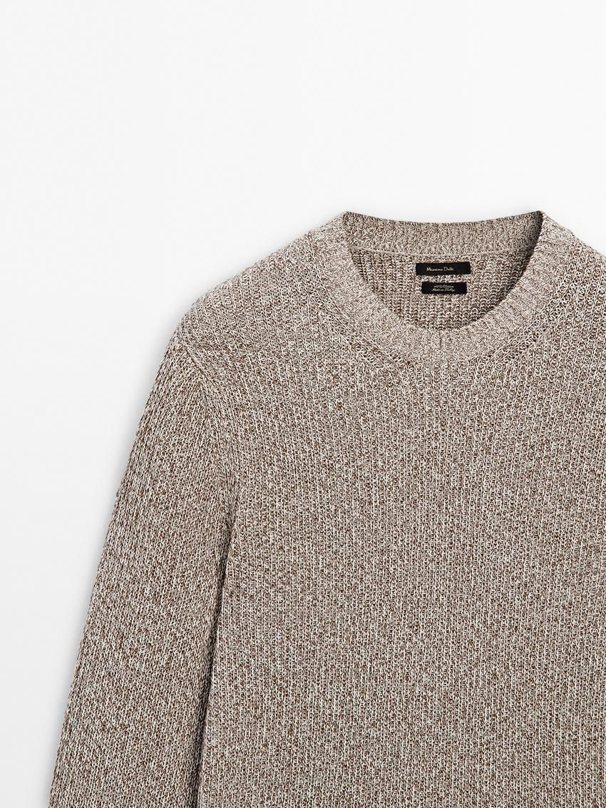 Massimo Dutti Cotton Crew Neck Men Sweater Beige | US-RJ0317482