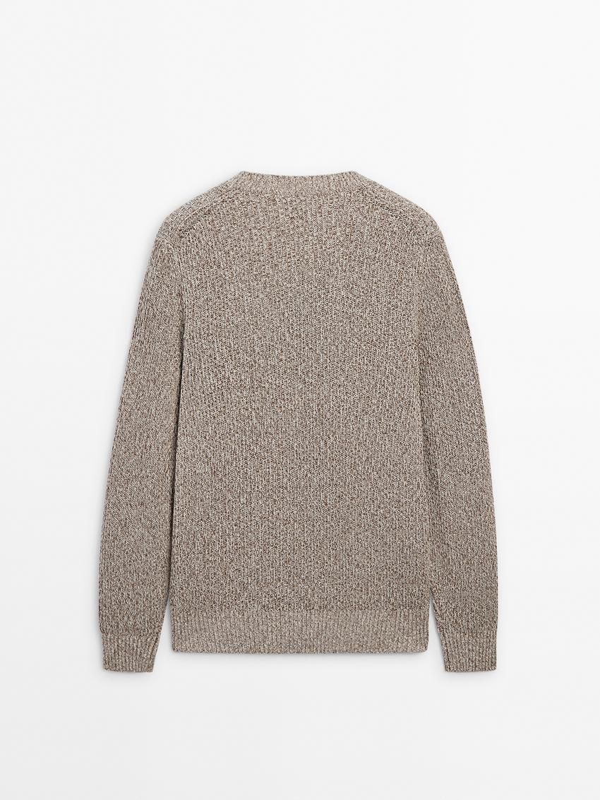 Massimo Dutti Cotton Crew Neck Men Sweater Beige | US-RJ0317482