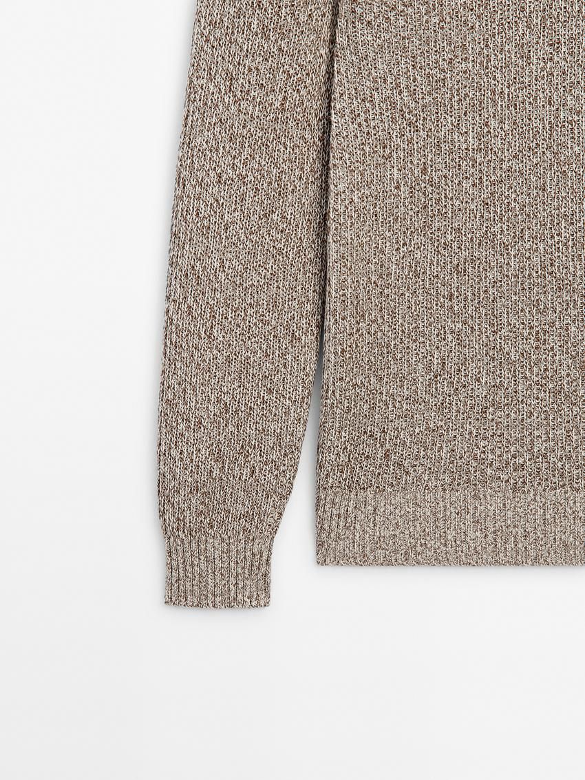 Massimo Dutti Cotton Crew Neck Men Sweater Beige | US-RJ0317482