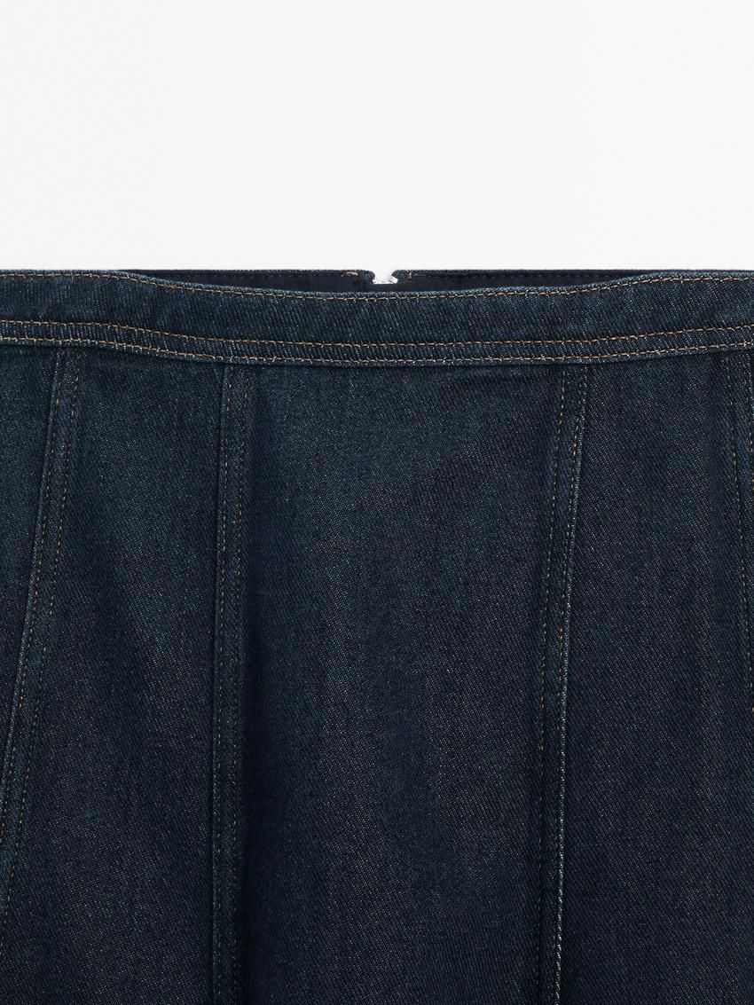 Massimo Dutti Cotton Denim Midi Women Skirts Dark Blue | US-GN5629731