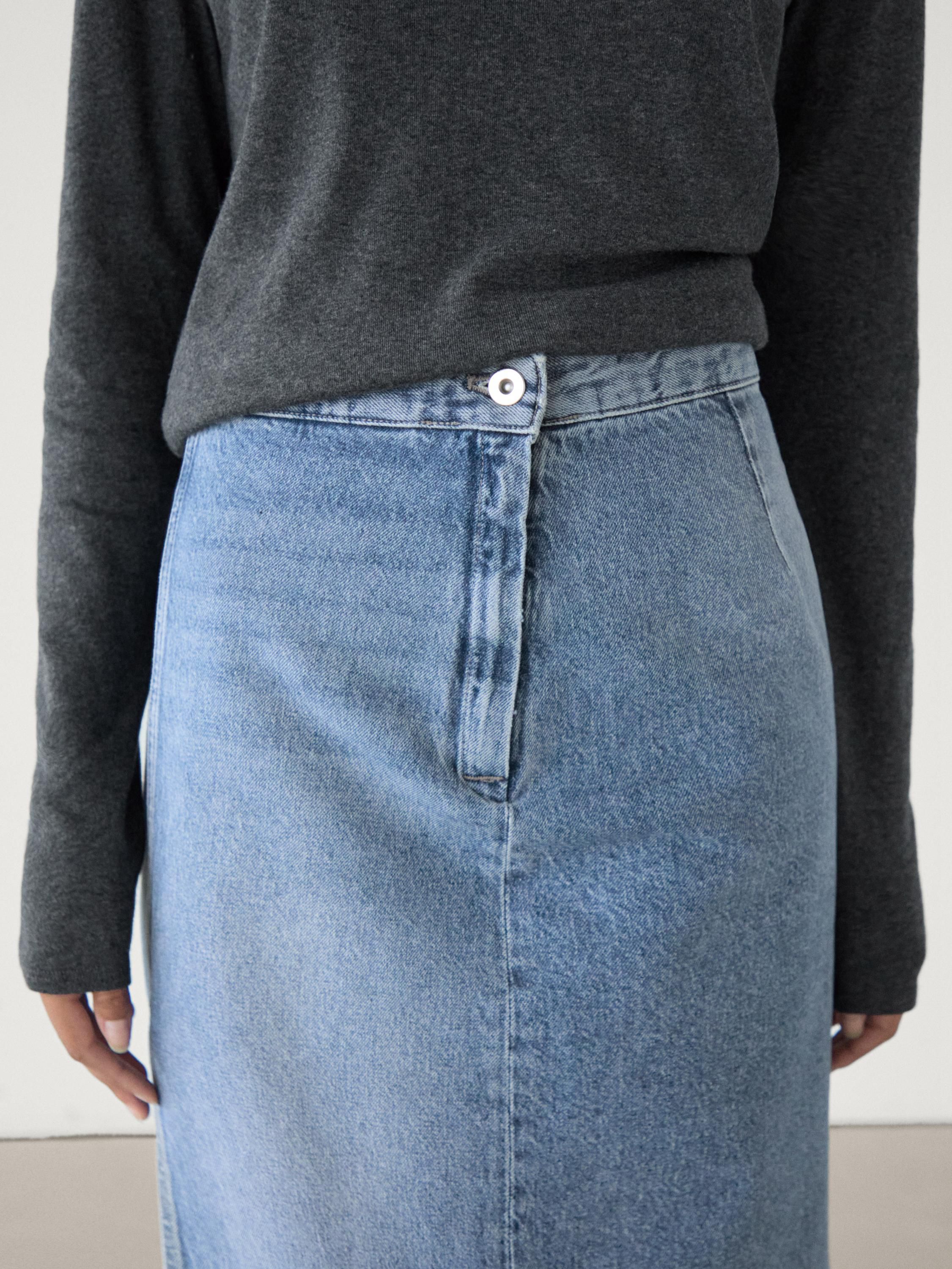 Massimo Dutti Cotton Denim Women Skirts Blue | US-RS0278439