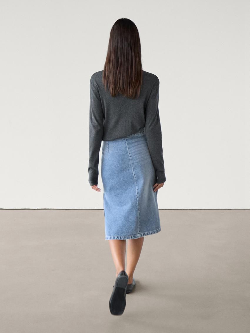 Massimo Dutti Cotton Denim Women Skirts Blue | US-RS0278439