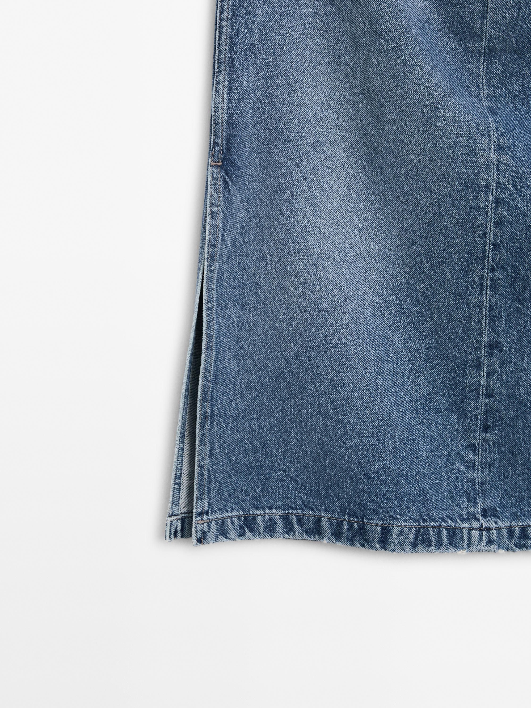 Massimo Dutti Cotton Denim Women Skirts Blue | US-RS0278439