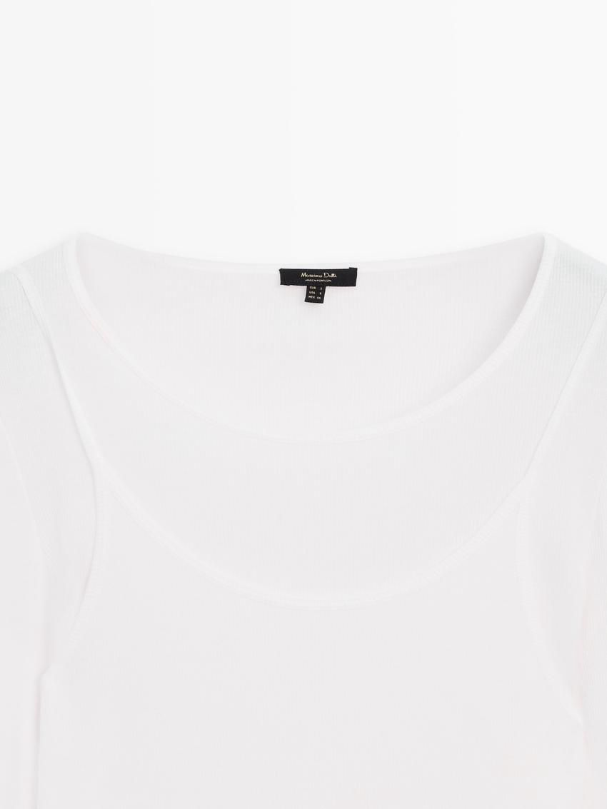 Massimo Dutti Cotton Double-layer Women T-Shirt Cream | US-MX8593164