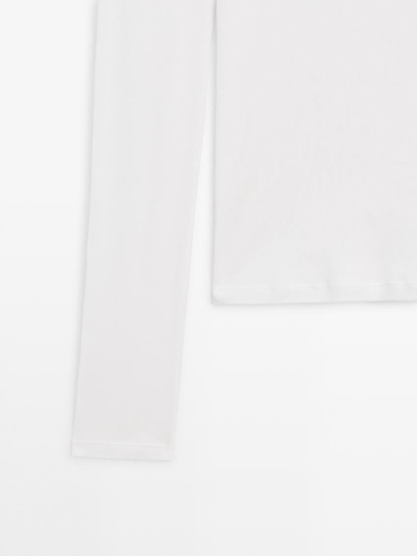 Massimo Dutti Cotton Double-layer Women T-Shirt Cream | US-MX8593164