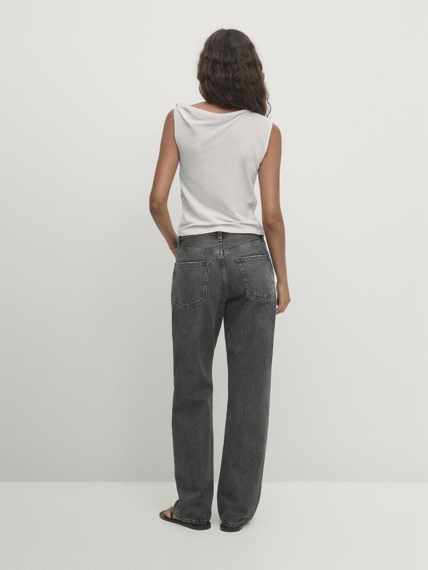 Massimo Dutti Cotton Draped Shoulder Women Top White | US-HE7281543