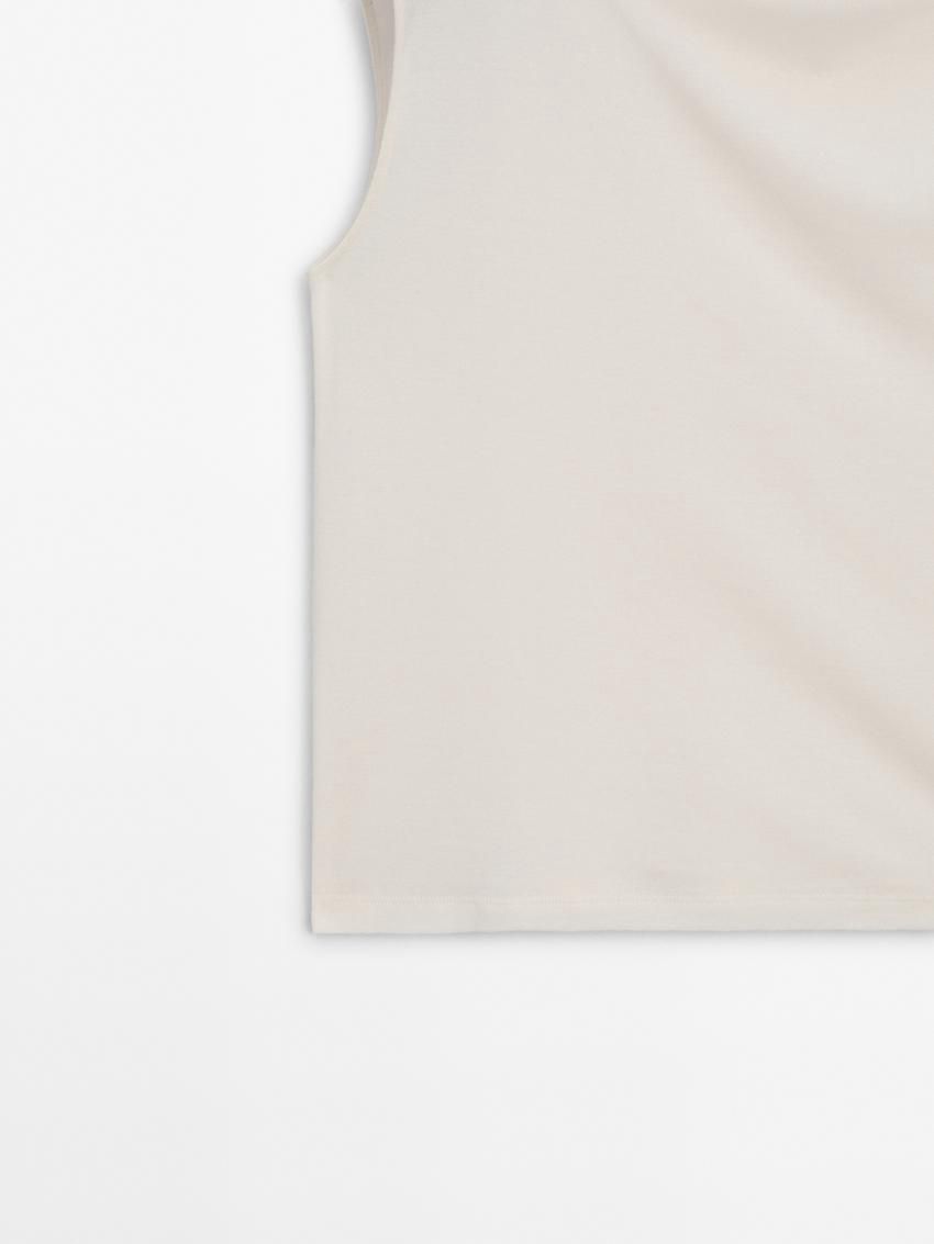 Massimo Dutti Cotton Draped Shoulder Women Top White | US-HE7281543