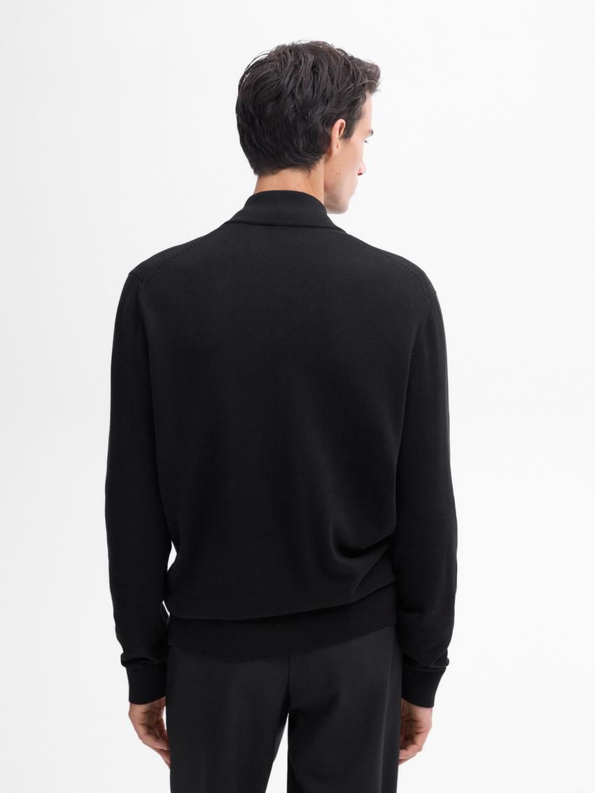 Massimo Dutti Cotton Fine Knit Men Cardigan Black | US-VO8143925
