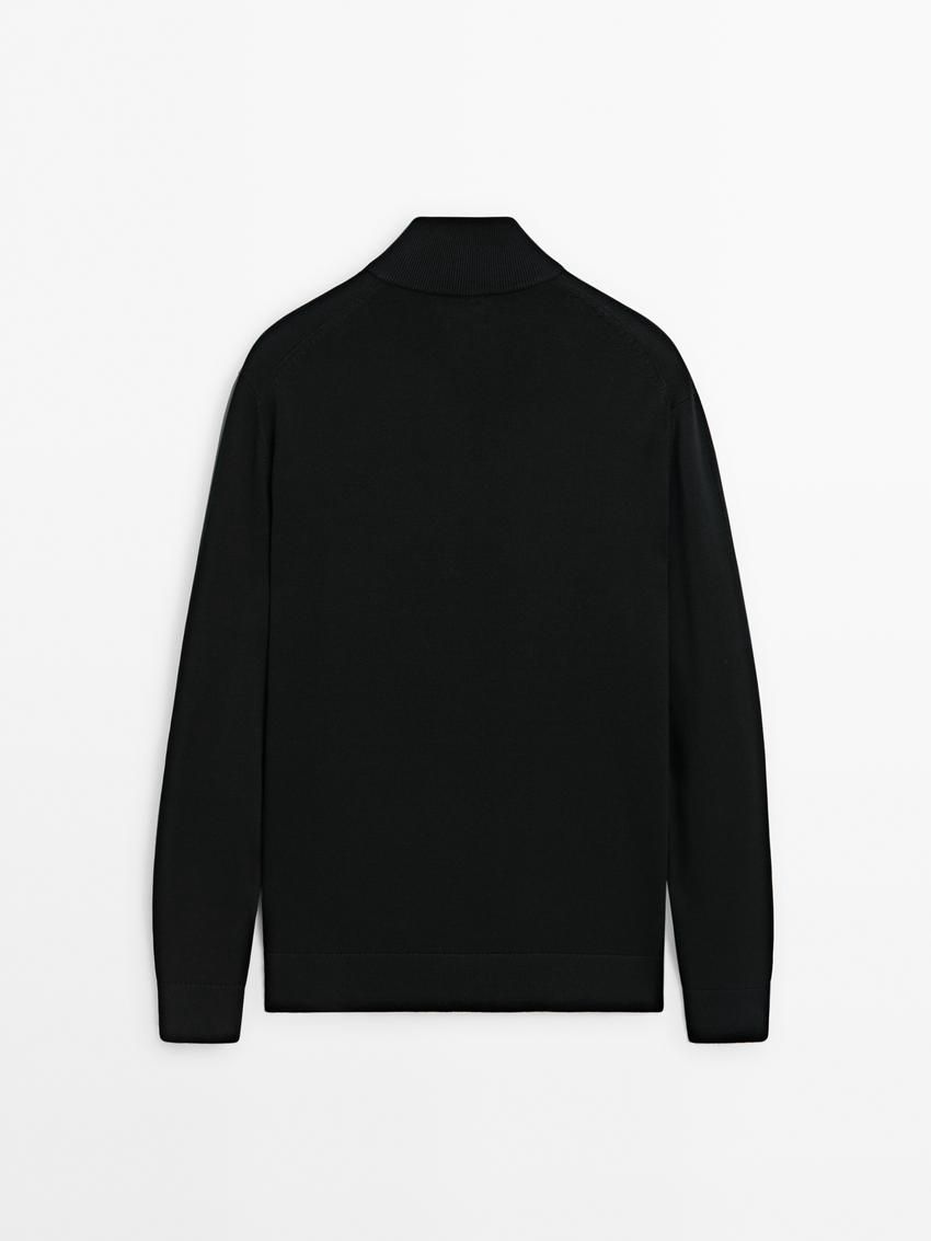 Massimo Dutti Cotton Fine Knit Men Cardigan Black | US-VO8143925