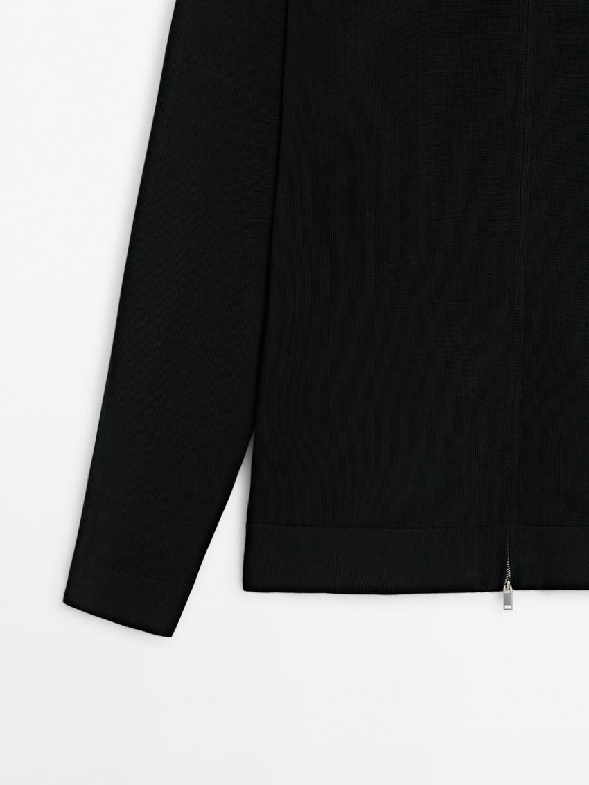 Massimo Dutti Cotton Fine Knit Men Cardigan Black | US-VO8143925
