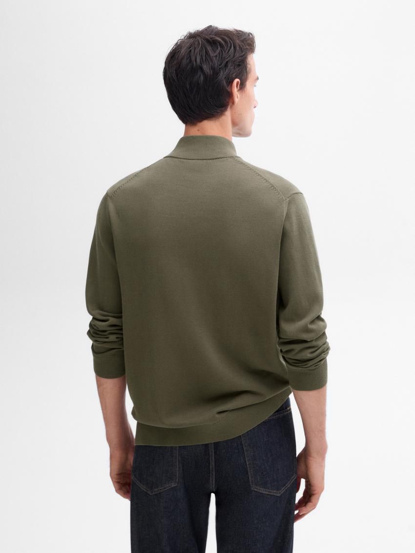 Massimo Dutti Cotton Fine Knit Men Cardigan Khaki | US-HE4537618