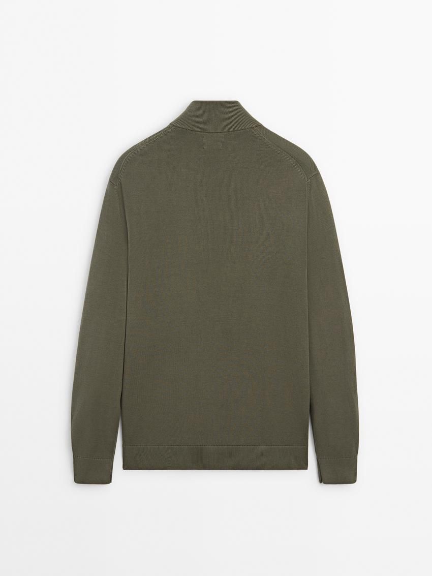 Massimo Dutti Cotton Fine Knit Men Cardigan Khaki | US-HE4537618