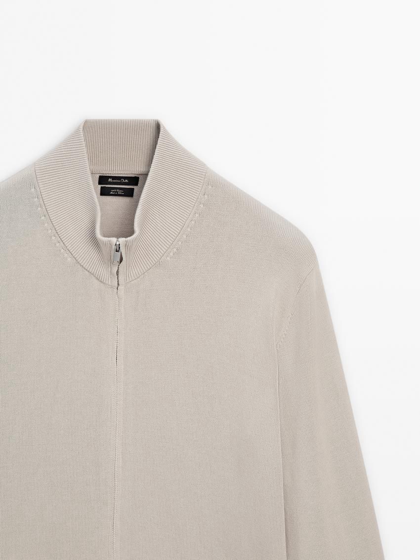 Massimo Dutti Cotton Fine Knit Men Cardigan Beige | US-NA2398465