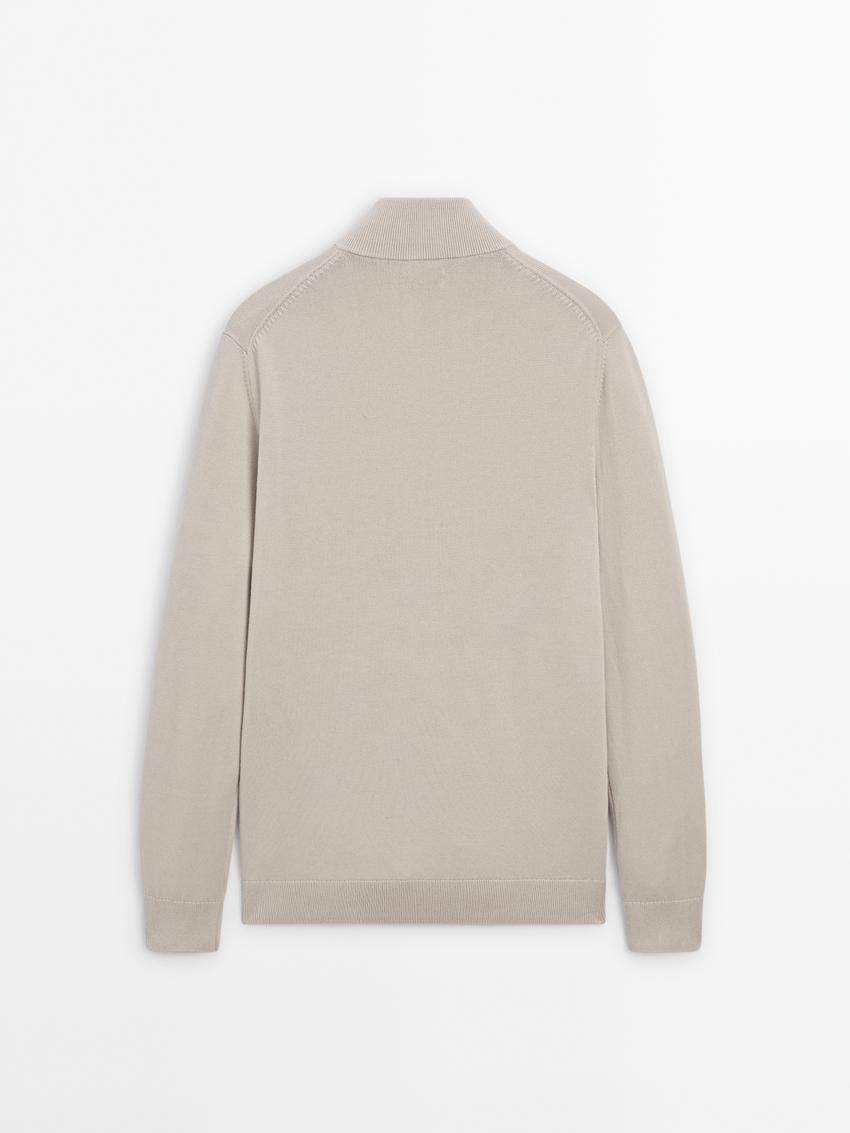 Massimo Dutti Cotton Fine Knit Men Cardigan Beige | US-NA2398465
