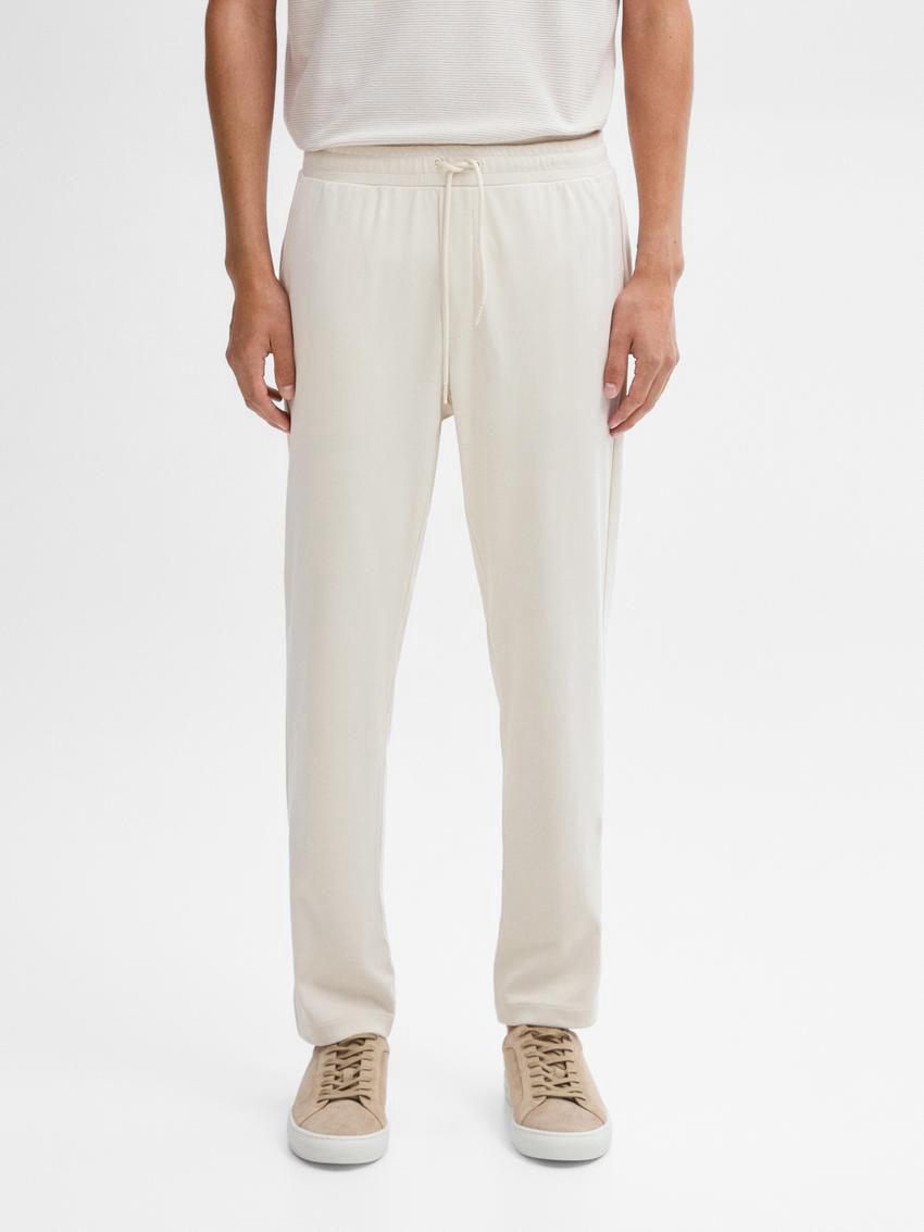 Massimo Dutti Cotton Fit Jogger Men Trousers Beige | US-IW4165897