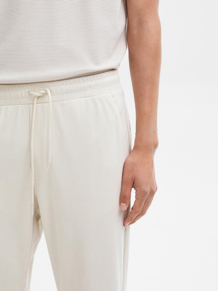 Massimo Dutti Cotton Fit Jogger Men Trousers Beige | US-IW4165897