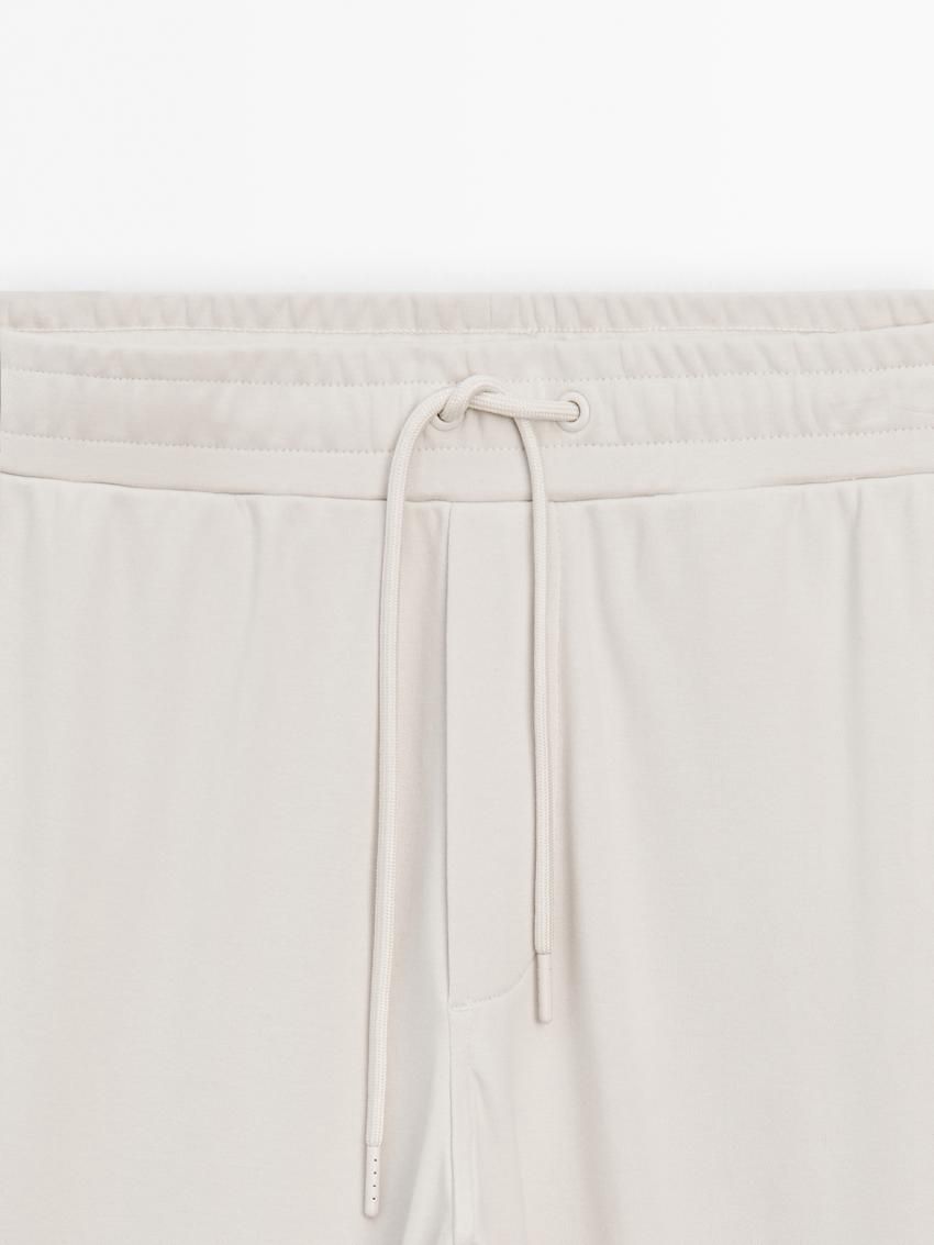 Massimo Dutti Cotton Fit Jogger Men Trousers Beige | US-IW4165897