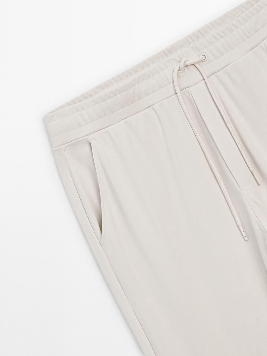 Massimo Dutti Cotton Fit Jogger Men Trousers Beige | US-IW4165897