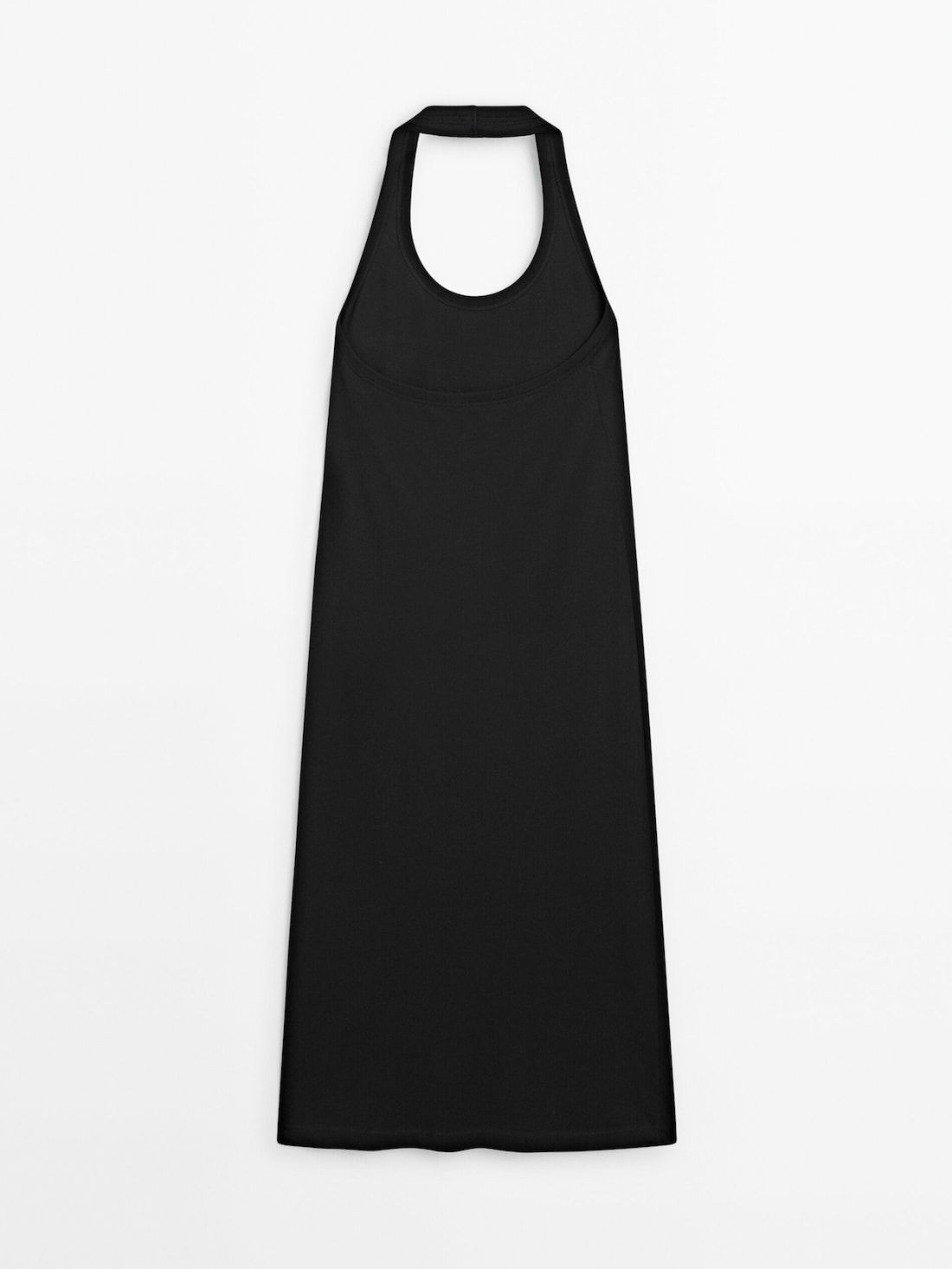 Massimo Dutti Cotton Halterneck Women Dress Black | US-DX7083152