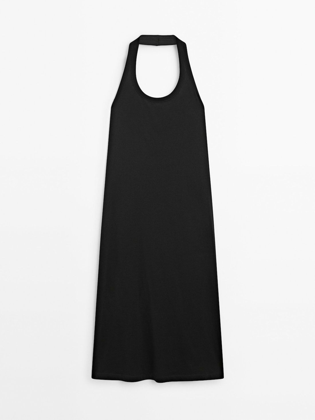 Massimo Dutti Cotton Halterneck Women Dress Black | US-DX7083152