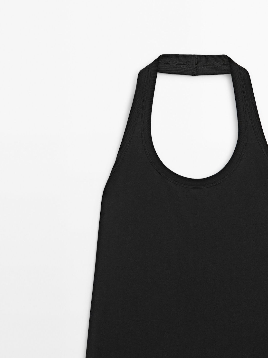 Massimo Dutti Cotton Halterneck Women Dress Black | US-DX7083152