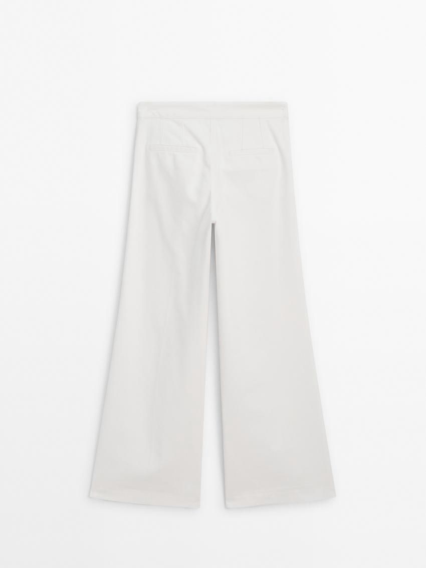 Massimo Dutti Cotton High-waist Flared Women Jeans Cream | US-GW0698734