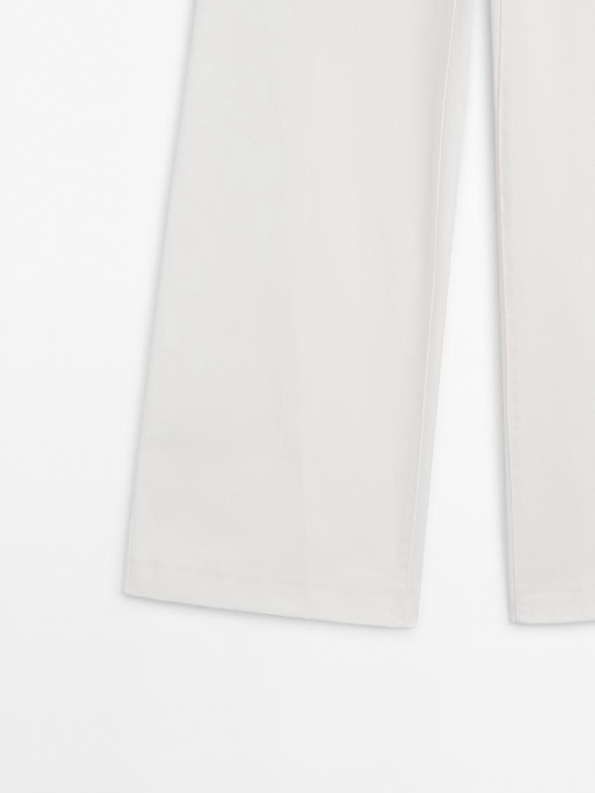 Massimo Dutti Cotton High-waist Flared Women Jeans Cream | US-GW0698734