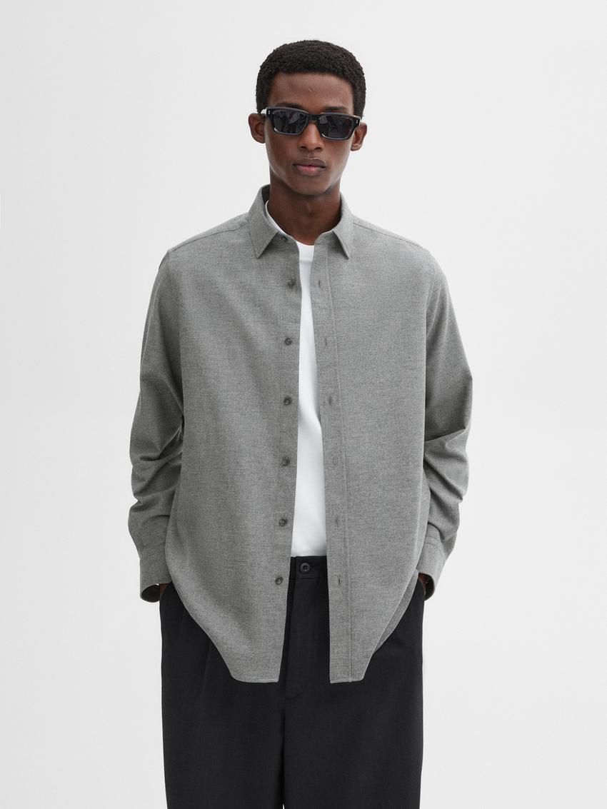 Massimo Dutti Cotton Houndstooth Men Shirts Grey | US-ET9348160