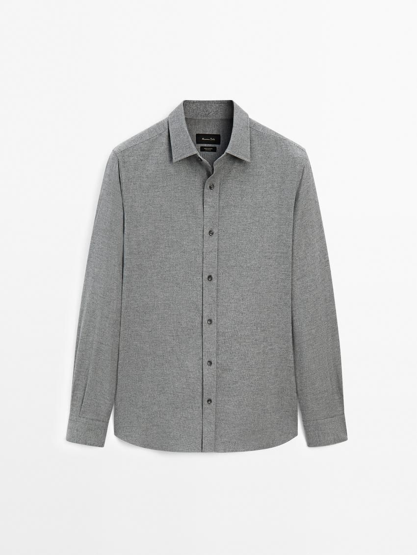 Massimo Dutti Cotton Houndstooth Men Shirts Grey | US-ET9348160