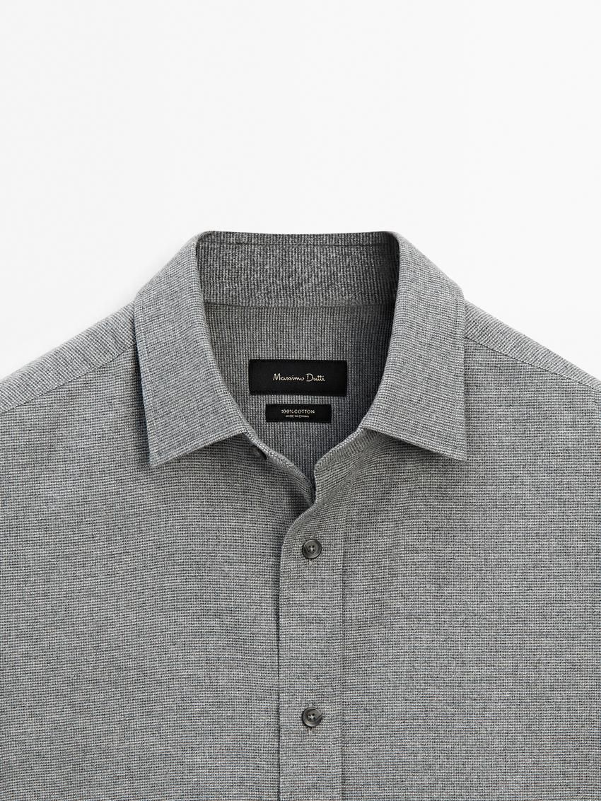 Massimo Dutti Cotton Houndstooth Men Shirts Grey | US-ET9348160