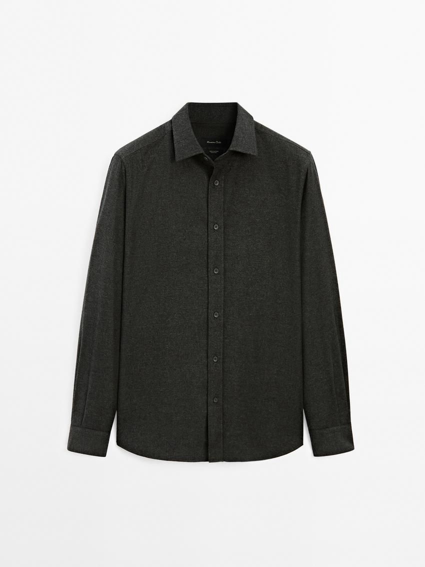 Massimo Dutti Cotton Houndstooth Men Shirts Dark Green | US-DP2305874
