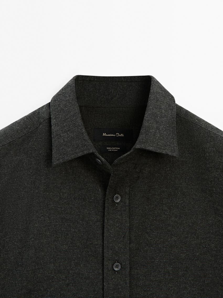 Massimo Dutti Cotton Houndstooth Men Shirts Dark Green | US-DP2305874