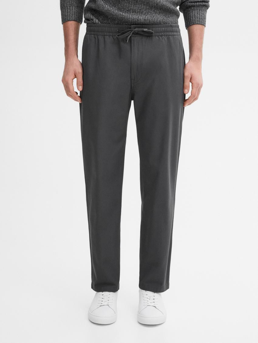 Massimo Dutti Cotton Jogger Fit Men Trousers Grey | US-LR7629548