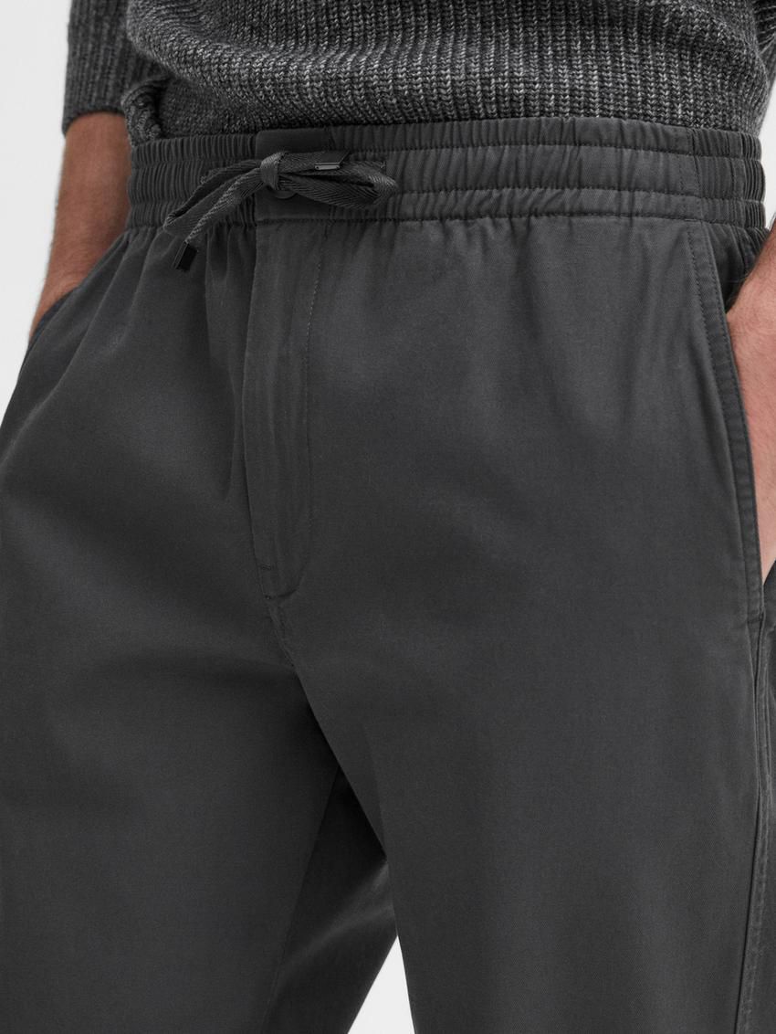 Massimo Dutti Cotton Jogger Fit Men Trousers Grey | US-LR7629548