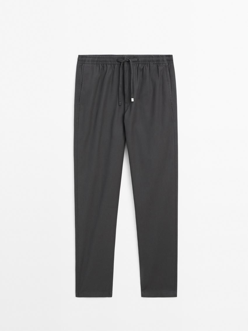 Massimo Dutti Cotton Jogger Fit Men Trousers Grey | US-LR7629548