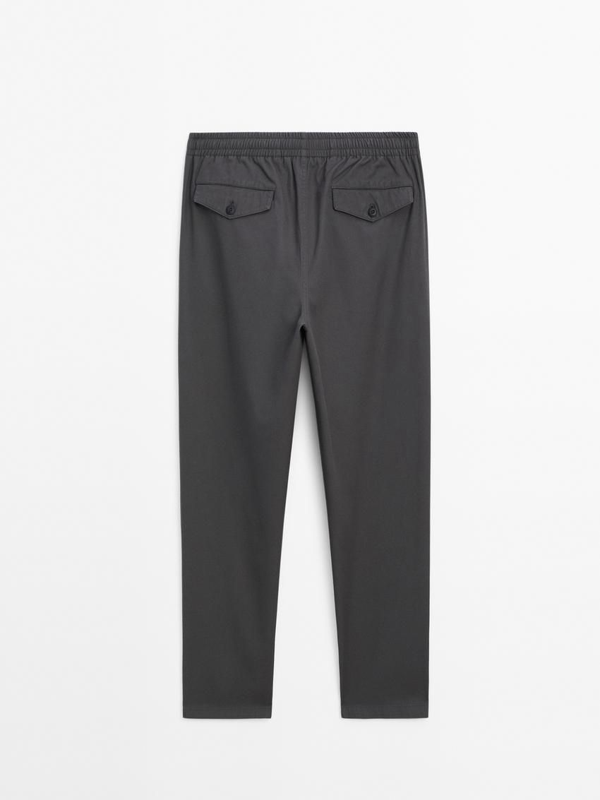 Massimo Dutti Cotton Jogger Fit Men Trousers Grey | US-LR7629548