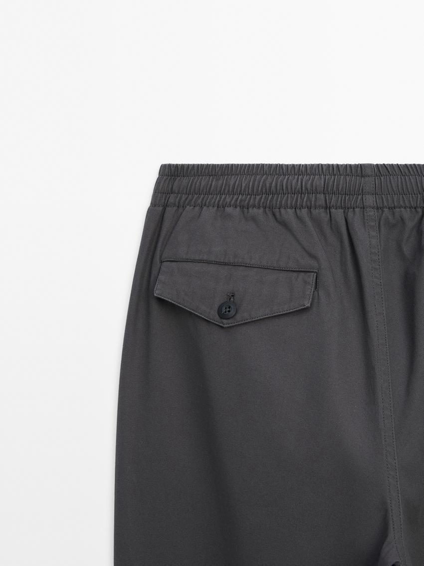 Massimo Dutti Cotton Jogger Fit Men Trousers Grey | US-LR7629548
