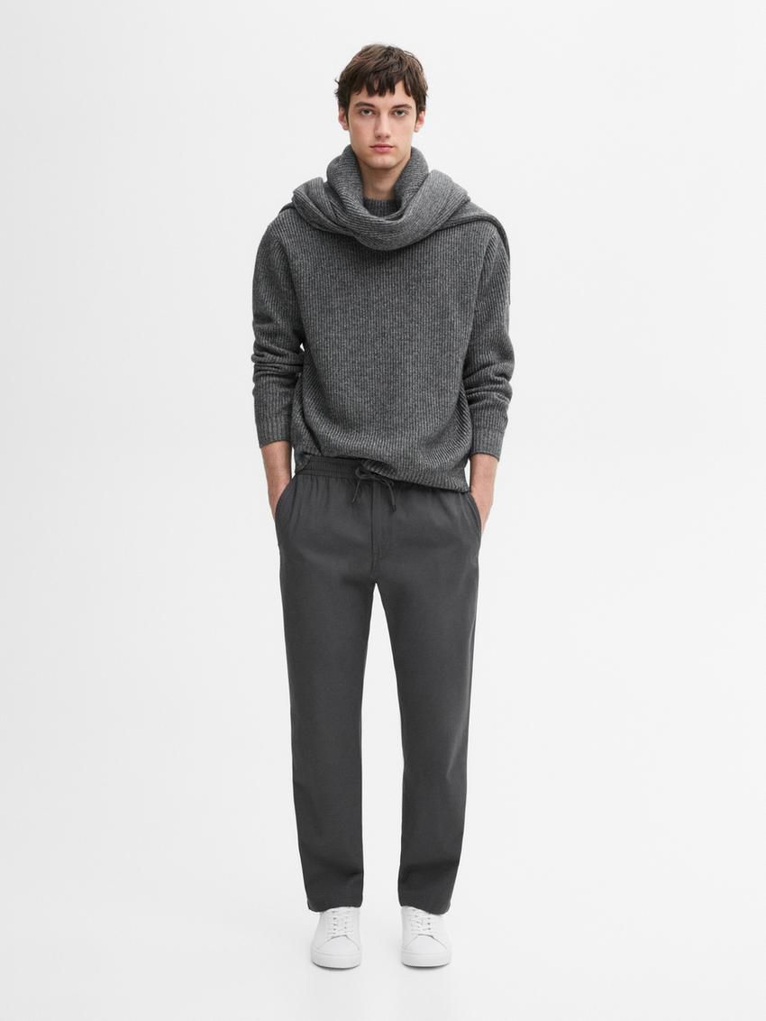 Massimo Dutti Cotton Jogger Fit Men Trousers Grey | US-LR7629548