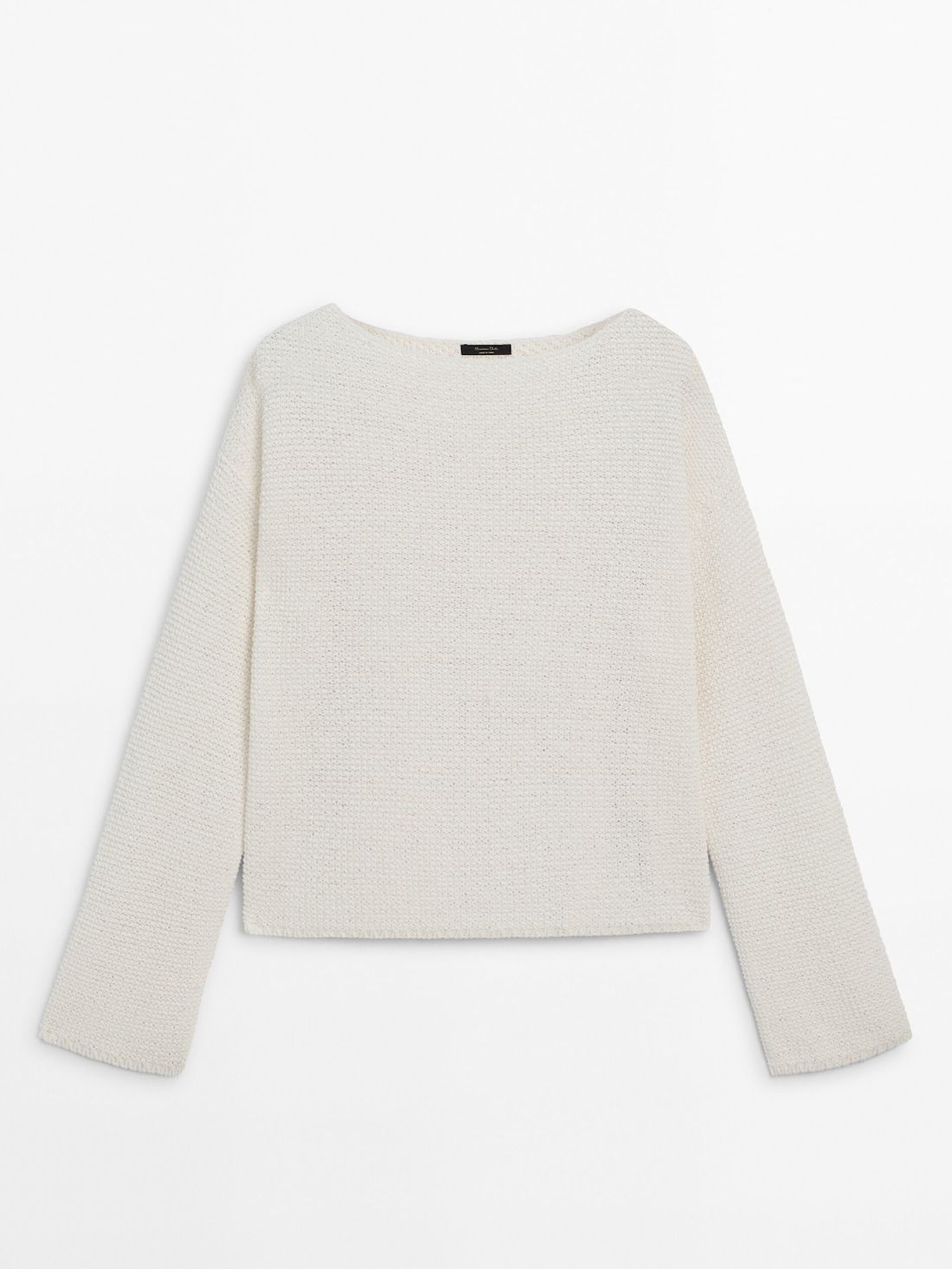 Massimo Dutti Cotton Knit Boat Neck Women Sweater Cream | US-LV1265893