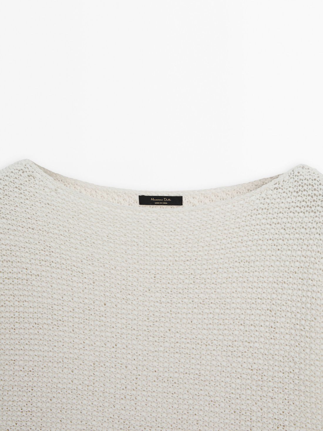 Massimo Dutti Cotton Knit Boat Neck Women Sweater Cream | US-LV1265893