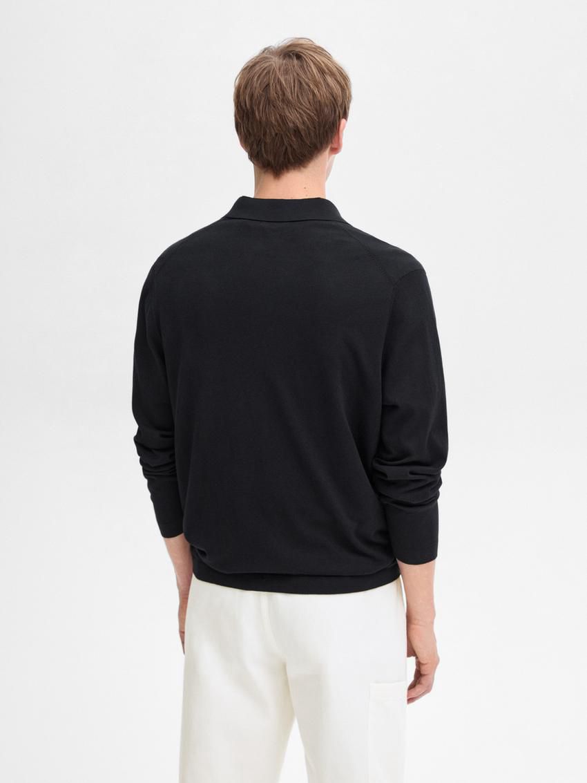 Massimo Dutti Cotton Knit Men Cardigan Black | US-YW4986715