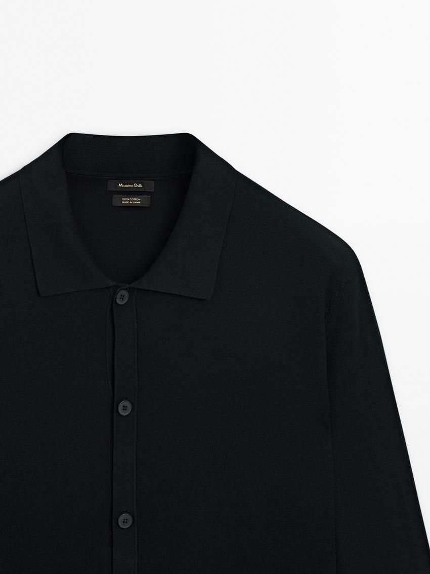 Massimo Dutti Cotton Knit Men Cardigan Black | US-YW4986715