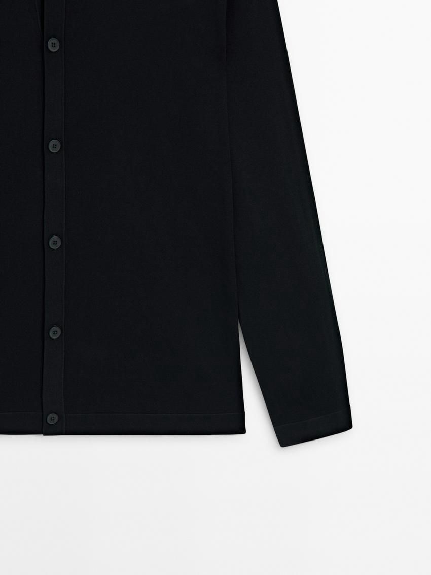 Massimo Dutti Cotton Knit Men Cardigan Black | US-YW4986715
