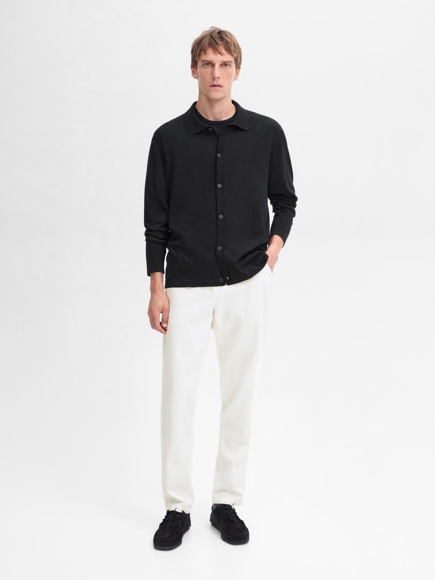 Massimo Dutti Cotton Knit Men Cardigan Black | US-YW4986715
