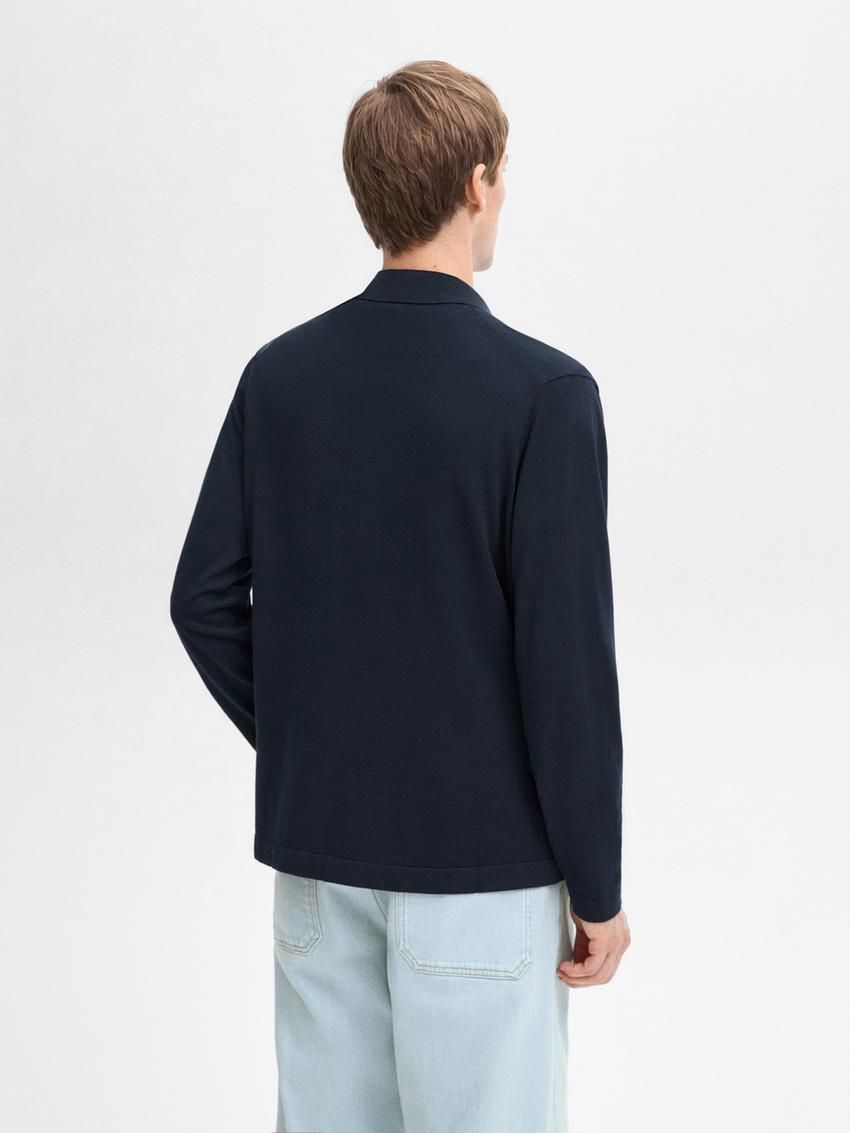 Massimo Dutti Cotton Knit Men Cardigan Navy | US-OD7024689