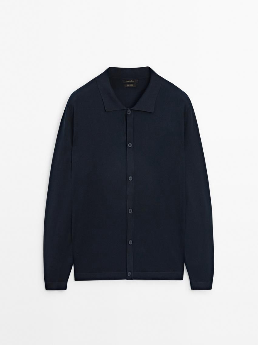 Massimo Dutti Cotton Knit Men Cardigan Navy | US-OD7024689