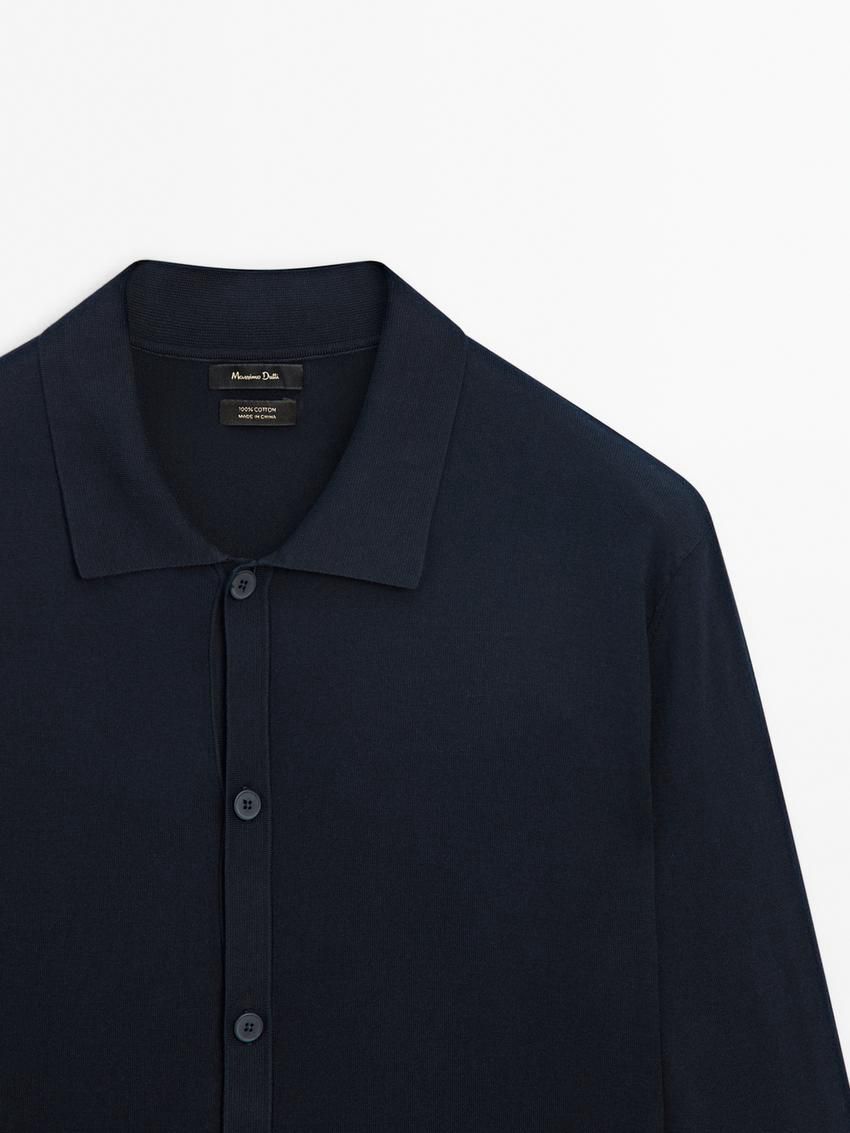 Massimo Dutti Cotton Knit Men Cardigan Navy | US-OD7024689