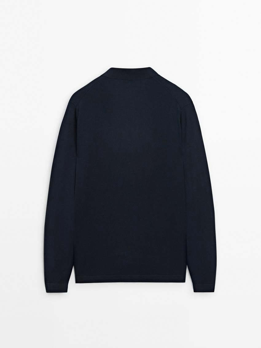 Massimo Dutti Cotton Knit Men Cardigan Navy | US-OD7024689
