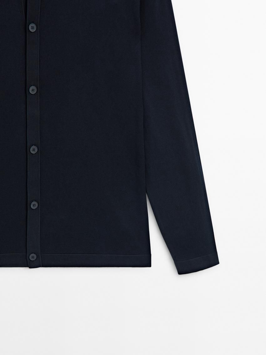 Massimo Dutti Cotton Knit Men Cardigan Navy | US-OD7024689